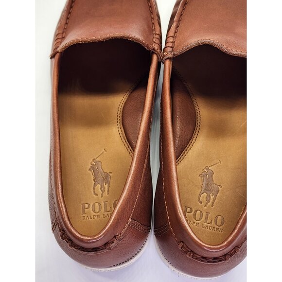 Polo Ralph Lauren Merton Venetian Loafers Size 9D Tan Leather Slip-On Shoes - Picture 7 of 16
